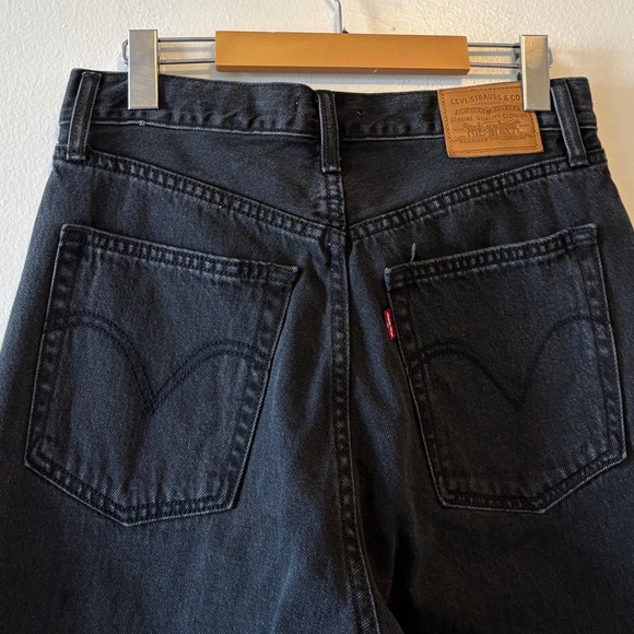 Levi's Ribcage Wide Leg Jeans Black Size 29 High-Rise 90s-inspired Casual - Picture 6 of 12